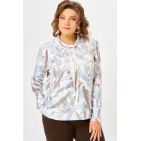 Кофта Swallow 883.1 молочный, принт «бежево-голубые тропические листья» Кофта Swallow 883.1 молочный, принт «бежево-голубые тропические листья»