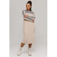 Платье Галеан Cтиль 995 бежевый с серым
