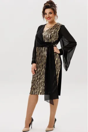 Платье Mira Fashion 5641 черный + золото