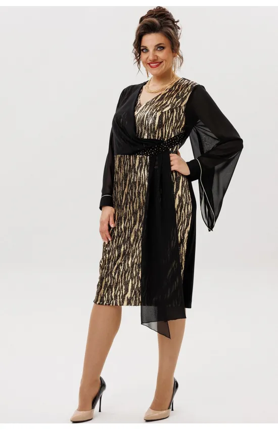 Платье Mira Fashion 5641 черный + золото