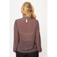 Блузка Talia Fashion 423 геометрический коричнево-черный принт. Блузка Talia Fashion 423 геометрический коричнево-черный принт.