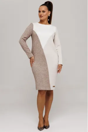 Платье Галеан Cтиль 807 коричневый с бежевым