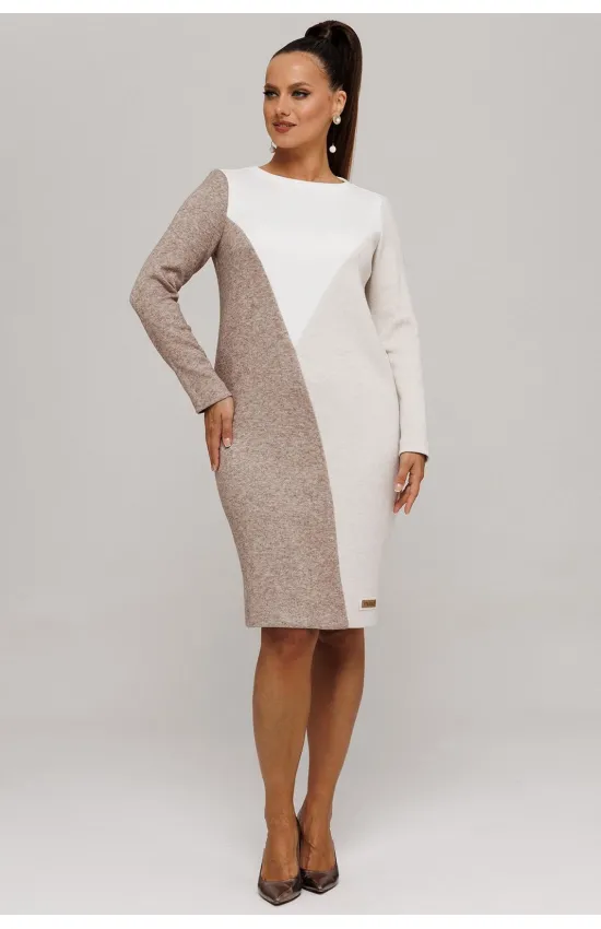 Платье Галеан Cтиль 807 коричневый с бежевым
