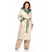 Пальто Диамант 1893 бежево-зелёный