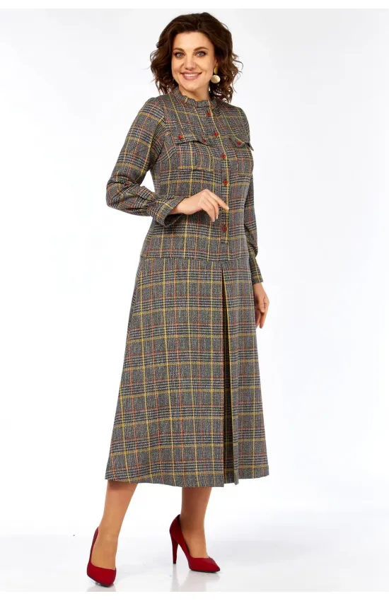 Платье Celentano 5077 серая клетка