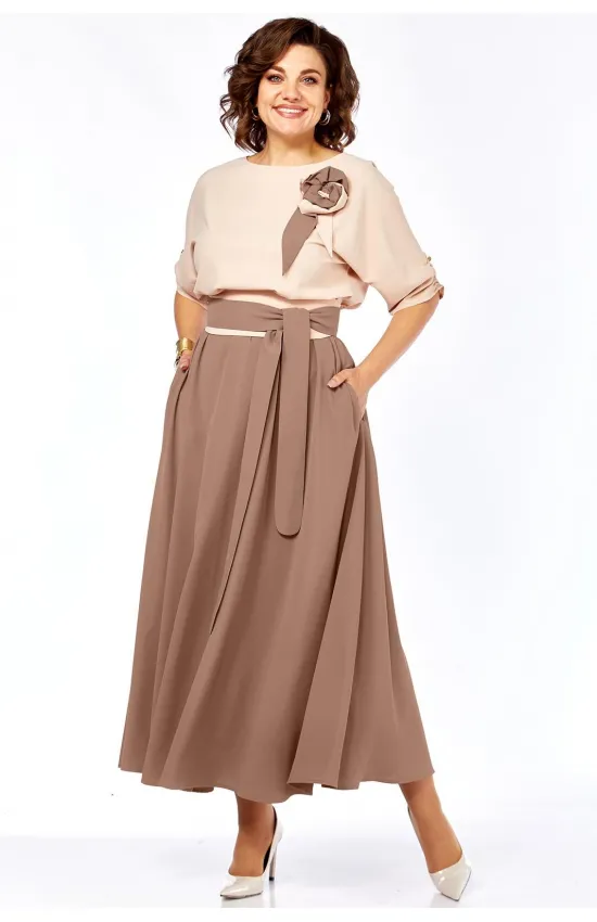 Платье Ольга Стиль С912/1 светло-коричневый