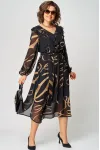 Платье Eva Grant 7297В черный в принт ленты Платье Eva Grant 7297В черный в принт ленты