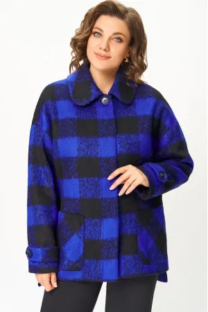 Пальто Дали 3583Л василёк с чёрным