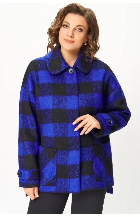 Пальто Дали 3583Л василёк с чёрным