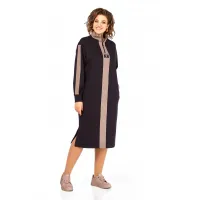 Платье Ольга Стиль С972 черный-коричневый