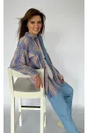 Блузка I3I Fashion 202/2 голубая клетка