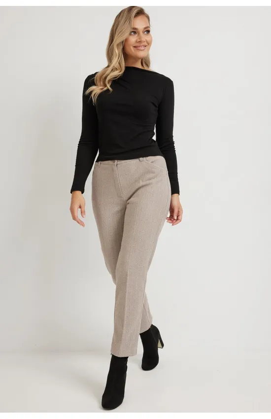 Брюки Mirolia 951 бежевая  ёлочка