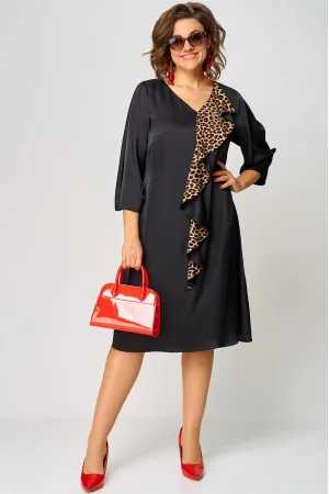 Платье Eva Grant 7200Л черный+принт леопрад