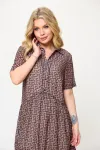Платье Talia Fashion 424 геометрический принт в черно- коричневых тонах.