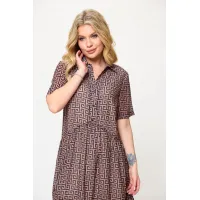 Платье Talia Fashion 424 геометрический принт в черно- коричневых тонах. Платье Talia Fashion 424 геометрический принт в черно- коричневых тонах.