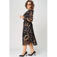 Платье Eva Grant 7297В черный в принт ленты Платье Eva Grant 7297В черный в принт ленты