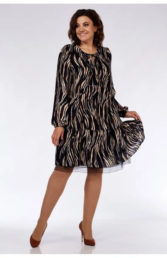 Платье Милора-Стиль 1035 черное с бежевым