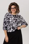 Блузка Anelli 1779 черно-белые цветы