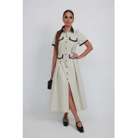 Платье Vesnaletto 4401 оттенки бежево-серый