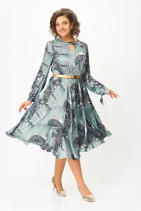 Платье Swallow 707.1 принт «тропические листья в светло- бирюзовых и тёмных оттенках»