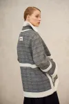 Пальто Lokka 1725 серый/белый/клетка