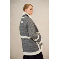 Пальто Lokka 1725 серый/белый/клетка