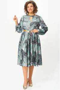 Платье Swallow 707.1 принт «тропические листья в светло- бирюзовых и тёмных оттенках»