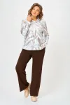 Кофта Swallow 883.1 молочный, принт «бежево-голубые тропические листья» Кофта Swallow 883.1 молочный, принт «бежево-голубые тропические листья»