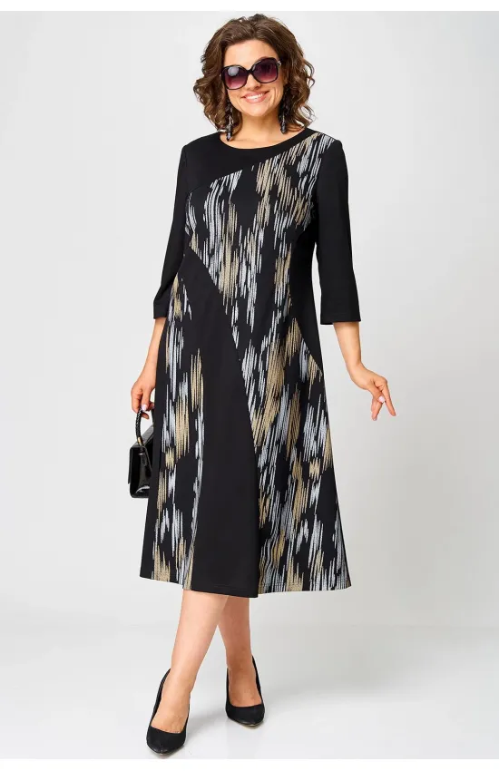 Платье Eva Grant 7220Л черный+принт Платье Eva Grant 7220Л черный+принт