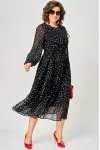 Платье Eva Grant 7177C черный в мелкий горох