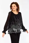Блузка Swallow 803.5 чёрный, принт белые цветы Блузка Swallow 803.5 чёрный, принт белые цветы