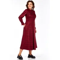 Платье Celentano 5078 бордовая клетка
