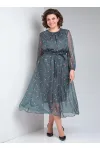 Платье Your Size 2219/170 Темно-зеленый в цветочный принт