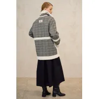 Пальто Lokka 1725 серый/белый/клетка