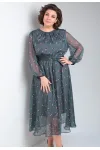 Платье Your Size 2219/170 Темно-зеленый в цветочный принт
