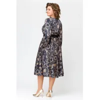 Платье Swallow 707 черный в бежевый принт