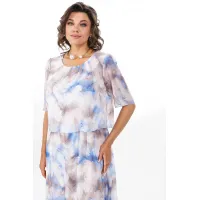 Платье Alani 2370 белый+голубой+бежевый