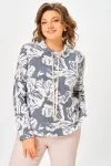 Кофта Swallow 883 дымчато-синий/принт «бежево- молочные абстрактные цветы» Кофта Swallow 883 дымчато-синий/принт «бежево- молочные абстрактные цветы»