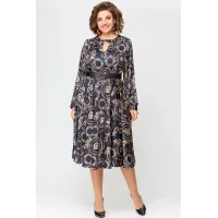Платье Swallow 707 черный в бежевый принт Платье Swallow 707 черный в бежевый принт