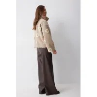 Пальто Люше 4245 бежевый с цветами