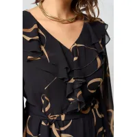 Платье Eva Grant 7297В черный в принт ленты Платье Eva Grant 7297В черный в принт ленты