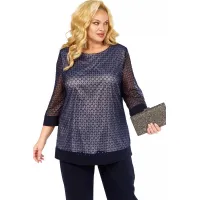 Блузка Элль-Стиль 2435/1 а темно-синий