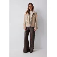 Пальто Люше 4245 бежевый с цветами