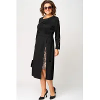 Платье Eva Grant 7220Б черный+принт капучино Платье Eva Grant 7220Б черный+принт капучино