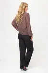 Блузка Talia Fashion 423 геометрический коричнево-черный принт.