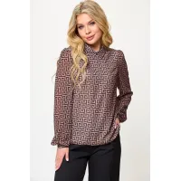 Блузка Talia Fashion 423 геометрический коричнево-черный принт. Блузка Talia Fashion 423 геометрический коричнево-черный принт.