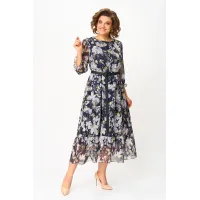 Платье Moda-Versal 2483 тёмно-синий с цветами