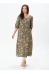 Платье Your Size 2254/164 Цветочный принт на темно-оливковом