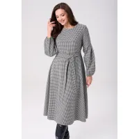 Платье Your Size 2269/170 Черно-белый в «гусиную лапку»