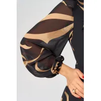 Платье Eva Grant 7297В черный в принт ленты Платье Eva Grant 7297В черный в принт ленты